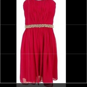 CALVIN KLEIN HAND BEADED, HAND SEQUENCED, EMPIRE WAIST STRAPLESS MIDI